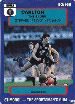 1990 AFL Scanlens Stimorol #93 Stephen Kernahan Front